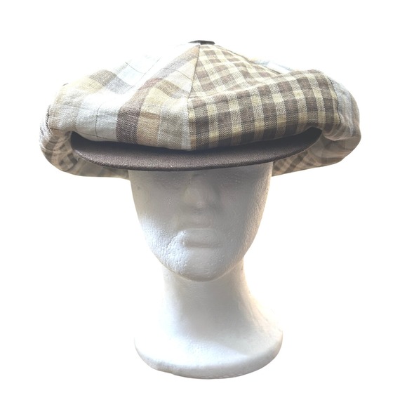 Emstate Winner Caps Irish Linen Plaid Newsboy Hat Driving Cap - Picture 1 of 7
